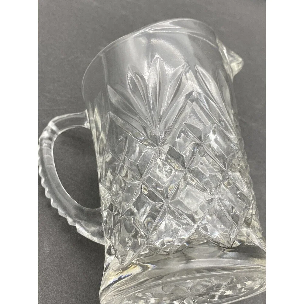 Vintage 60s Anchor Hocking Pineapple Creamer‎ Small Pitcher Prescut Clear Glass